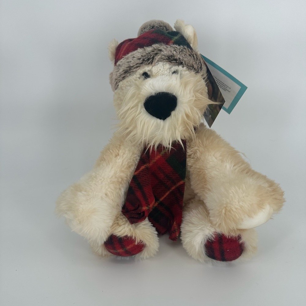 St. Jude Gentle Treasures Cream Terrier Dog Christmas Plush 12" NWT